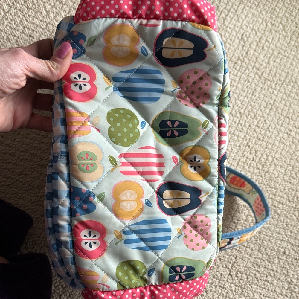 Matilda Jane Quilted Kids Backpack in Blue Gingham with Pink & Multi Fruit Print - Picture 5 of 5